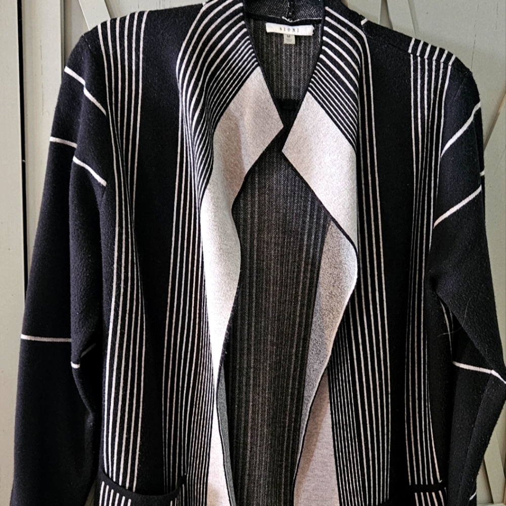 Sioni Monochrome Long Knit Cardigan Medium